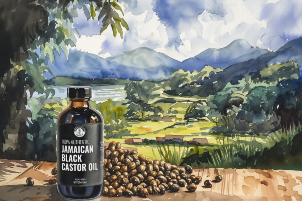 A bottle of authentically Jamaican black castor oil
